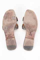 Recess Designer Consignment Vintage Hermes Studded Leather Oran H Slide Sandals Los Angeles Resale