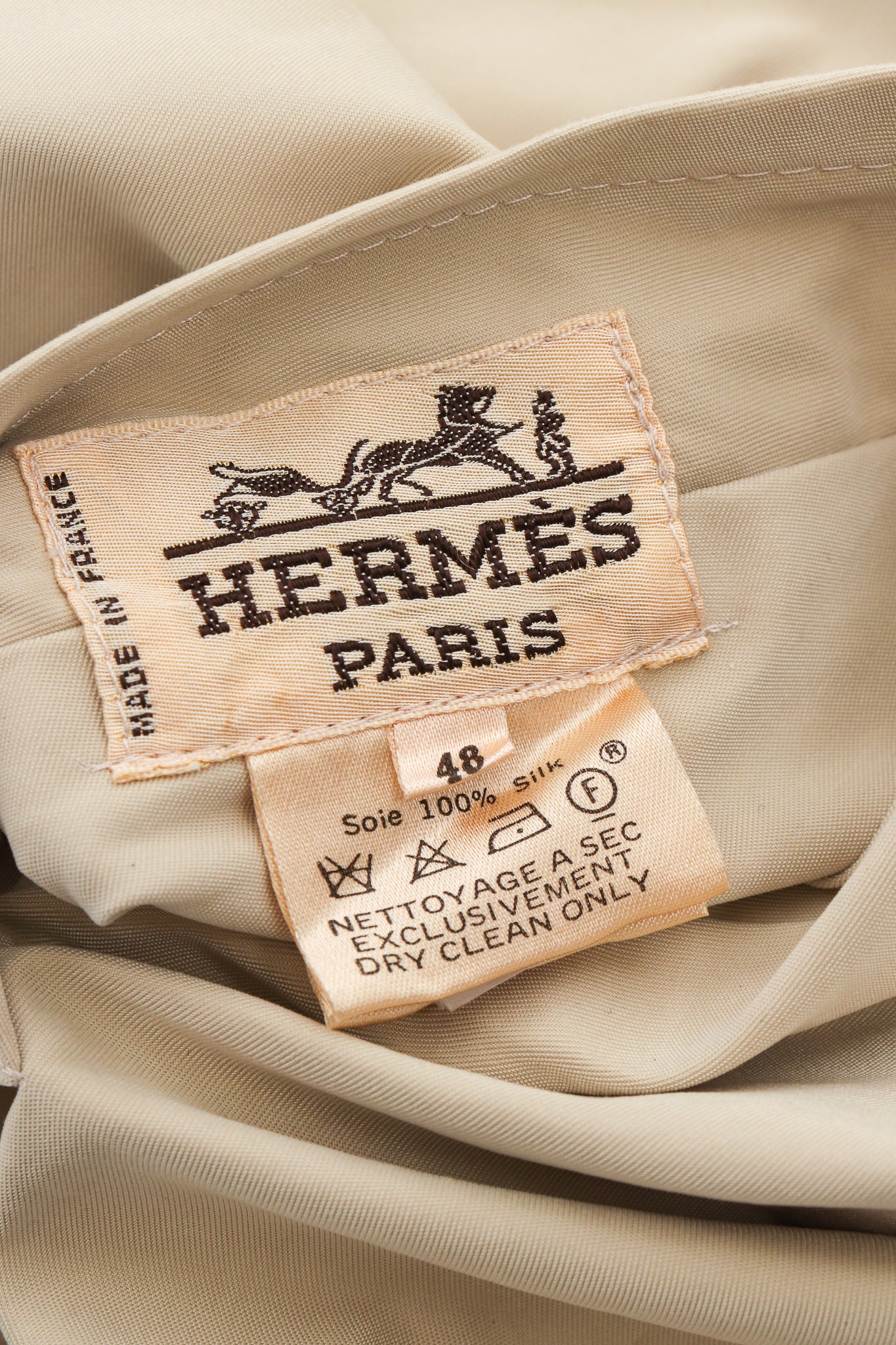 Vintage Hermés Motor Club Silk Print Bomber Jacket label at Recess Los Angeles