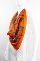 Vintage Hermès Carre 90cm Bolduc Ribbon Print Scarf on Mannequin at Recess Los Angeles