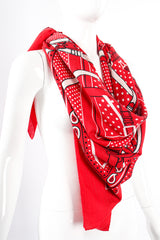 Vintage Hermes Oversized Red Grand Manège Scarf on mannequin at Recess Los Angeles