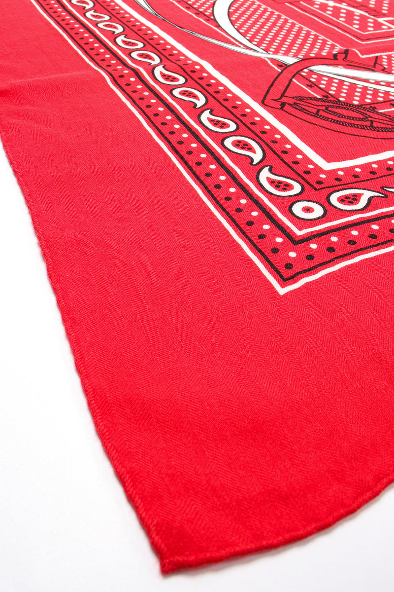 Vintage Hermes Oversized Red Grand Manège Scarf rolled hem at Recess Los Angeles