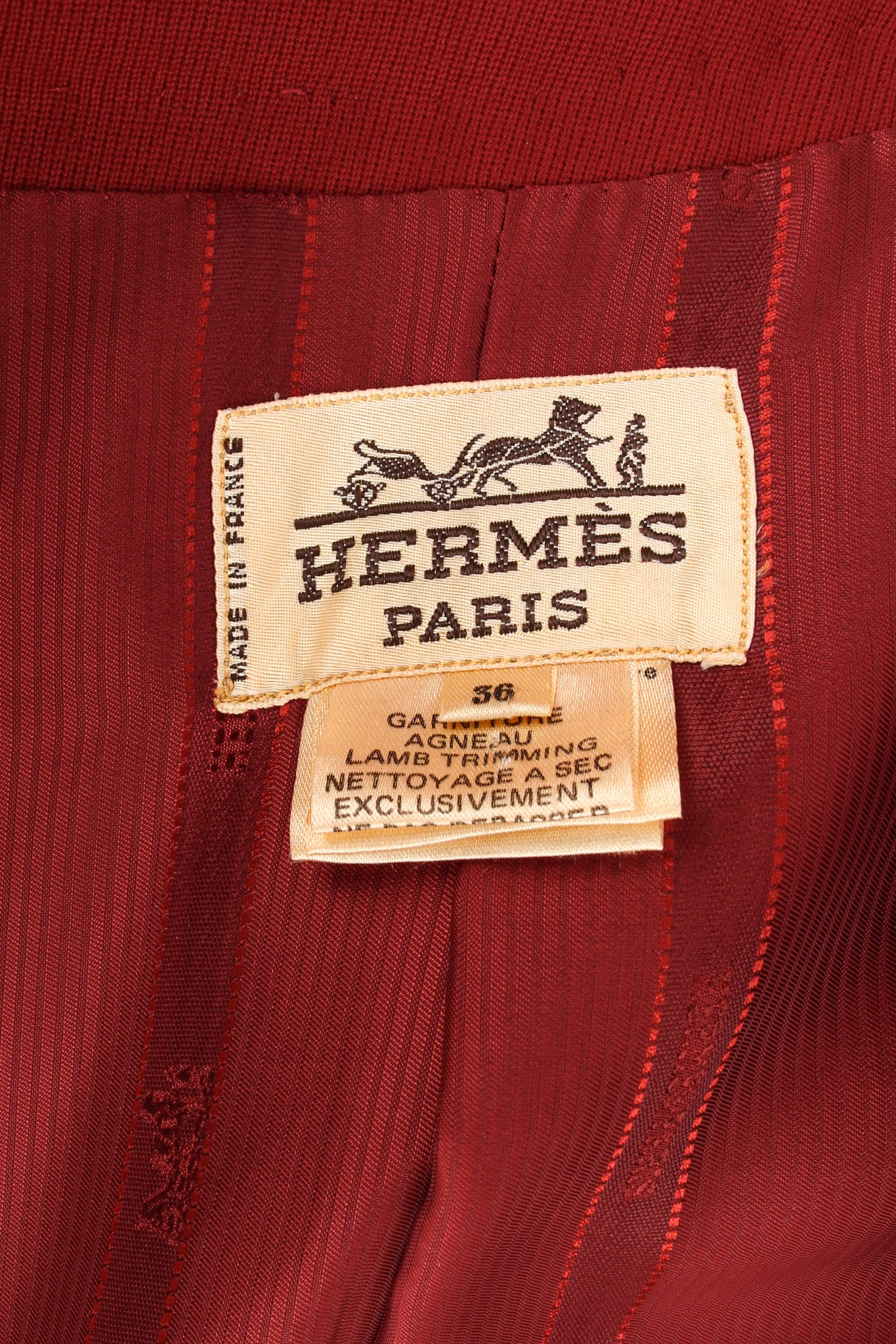 Vintage Hermés Leather Contrast Wool Blazer tags @ Recess LA