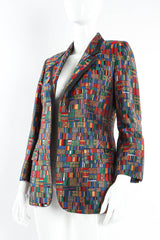 Vintage Hermés Mosaic Patchwork Silk Blazer mannequin angle @ Recess LA