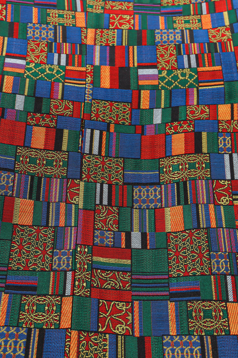 Vintage Hermés Mosaic Patchwork Silk Blazer patchwork detail  @ Recess LA