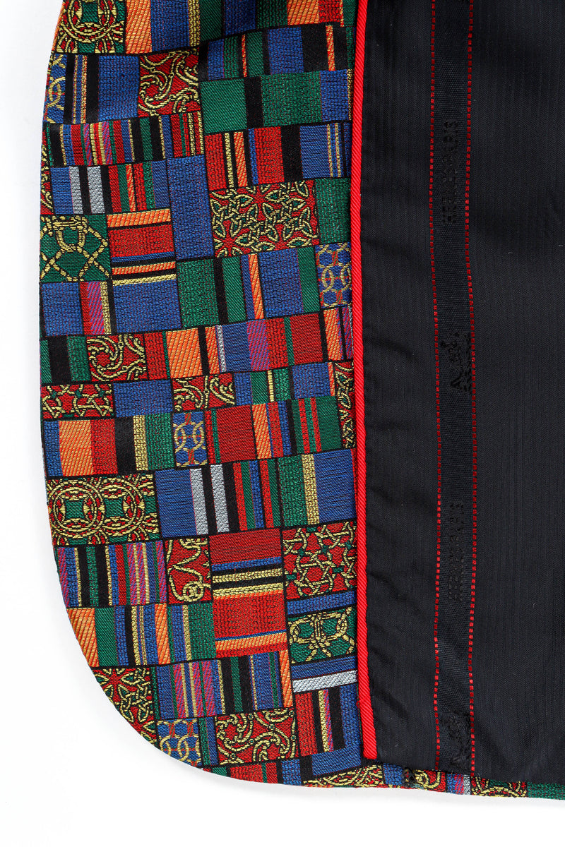 Vintage Hermés Mosaic Patchwork Silk Blazer patchwork/liner close up @ Recess LA
