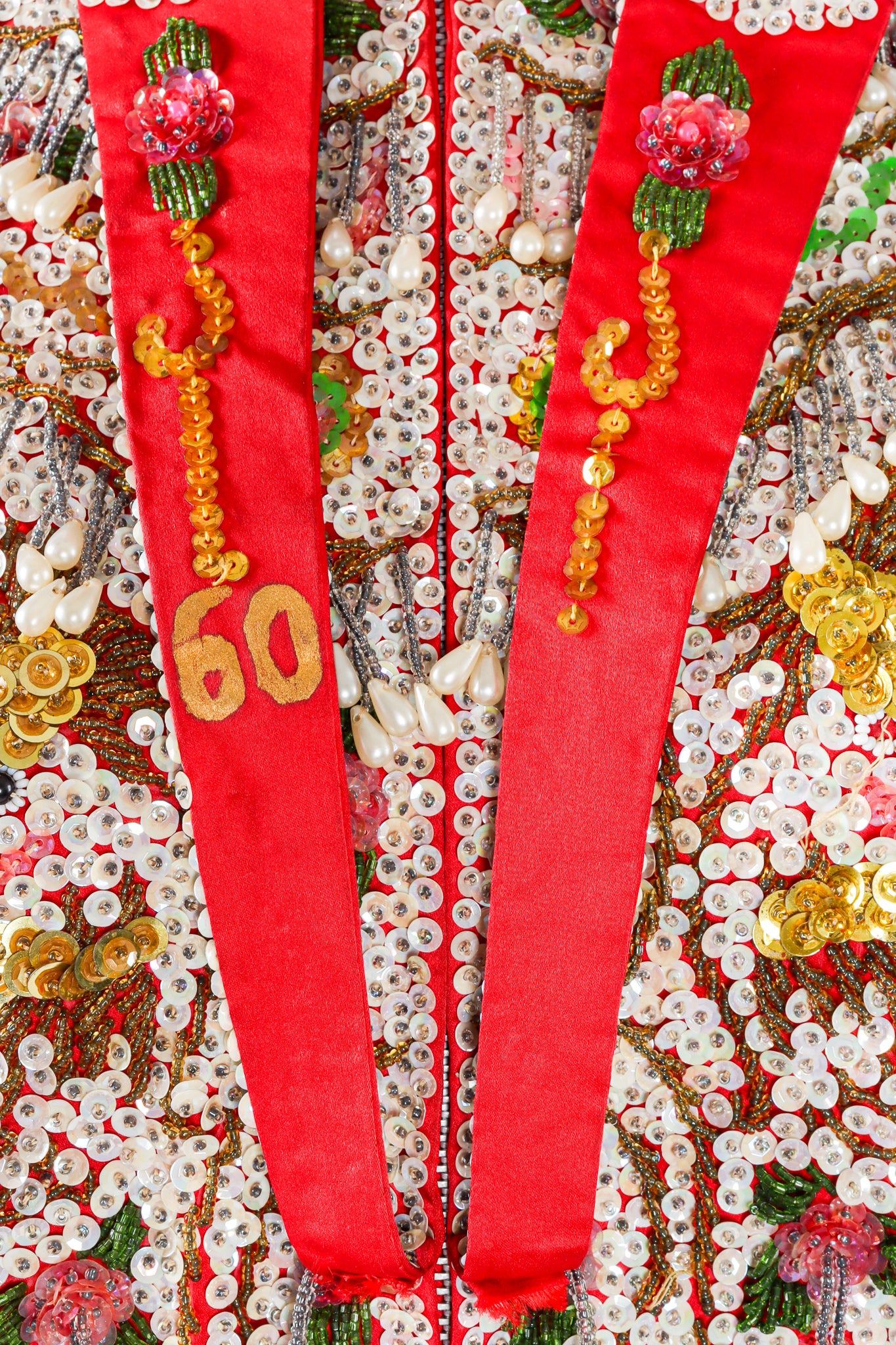 Vintage Mandarin Hibiscus Sequined Jacket tassels at Recess Los Angeles