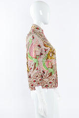 Vintage Mandarin Hibiscus Sequined Jacket on mannequin side  at Recess Los Angeles