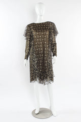 Vintage Holly's Harp Metallic Floral Ruffle Dress mannequin front @ Recess LA