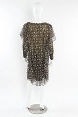 Vintage Holly's Harp Metallic Floral Ruffle Dress mannequin back @ Recess LA