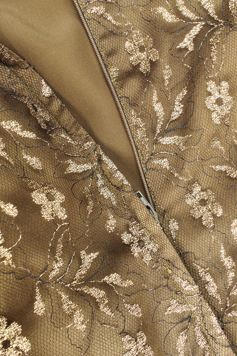 Vintage Holly's Harp Metallic Floral Ruffle Dress zipper @ Recess LA
