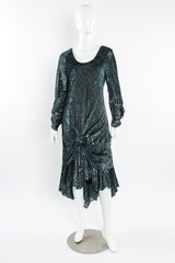 Vintage Holly's Harp Silk Metallic Moiré Velvet Burnout Dress mannequin front @ Recess LA