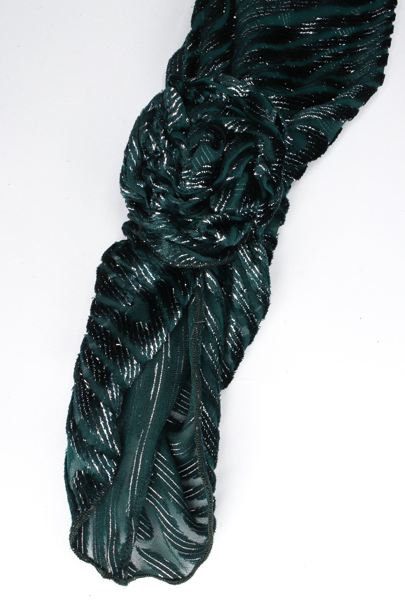 Vintage Holly's Harp Silk Metallic Moiré Velvet Burnout Dress gathered rose sleeve @ Recess LA