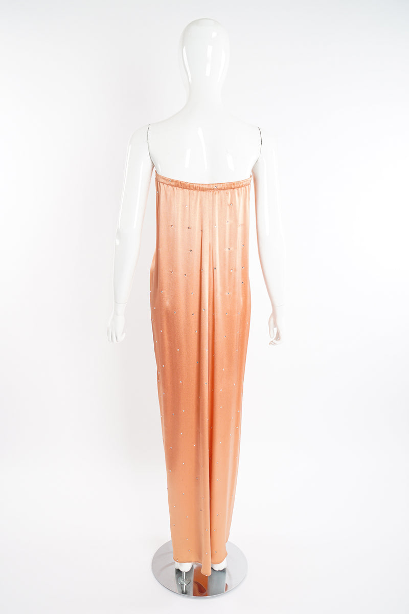 Vintage Holly's Harp Peach Satin Dress Set on Mannequin back at Recess Los Angeles