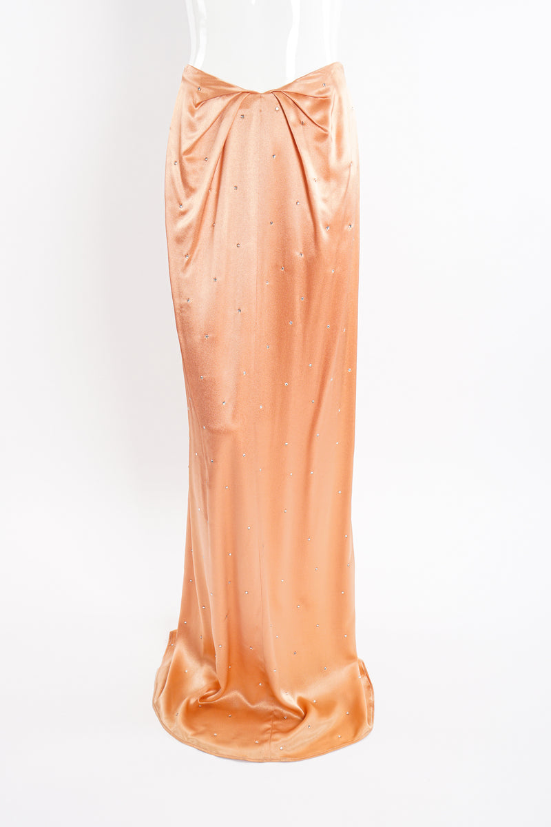 Vintage Holly's Harp Peach Satin Dress Skirt Set on Mannequin front at Recess Los Angeles