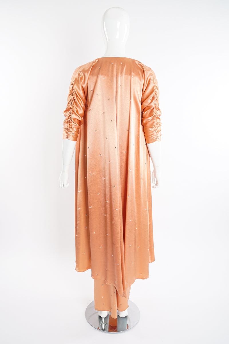Vintage Holly's Harp Peach Satin Duster & Dress Set on Mannequin back at Recess Los Angeles