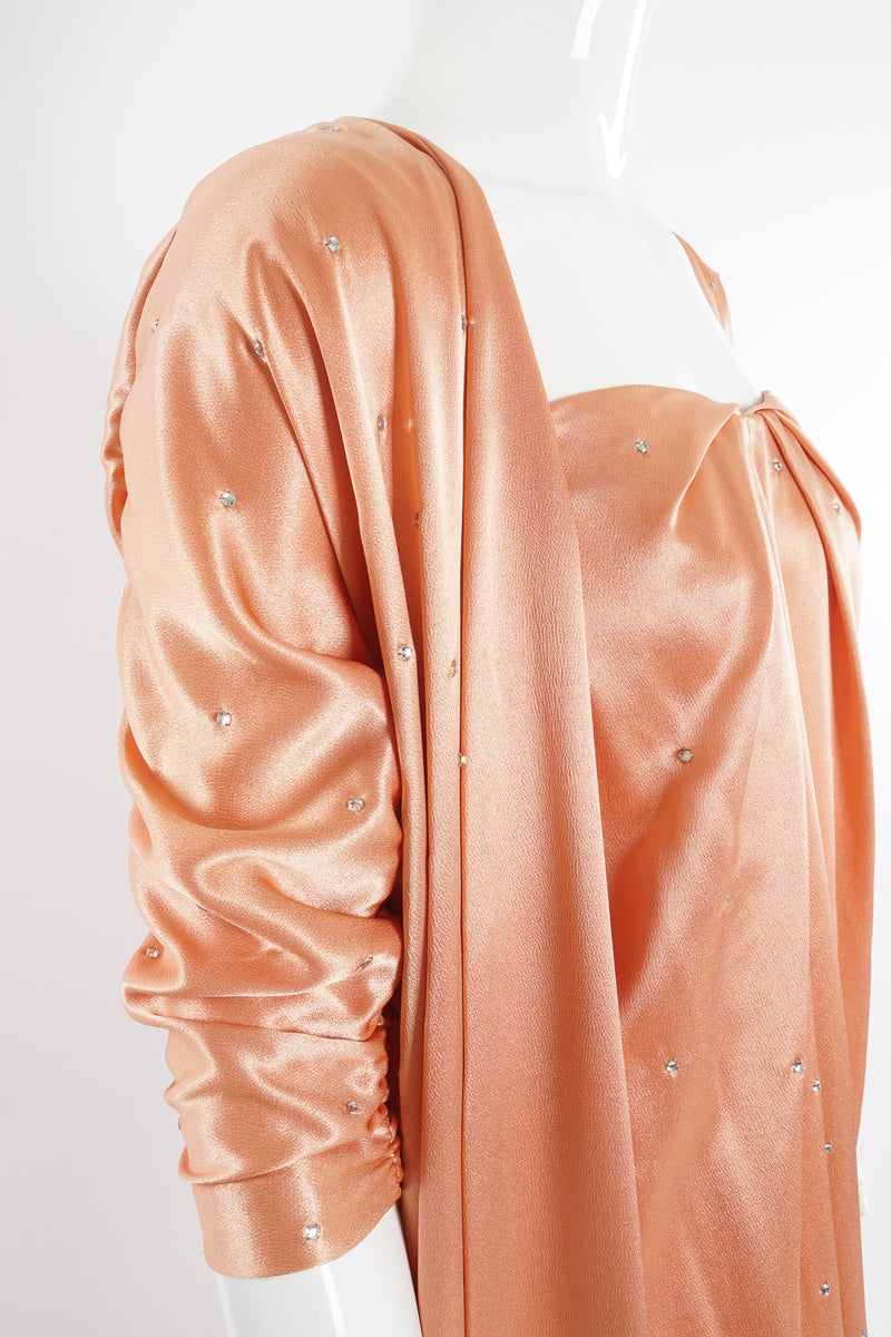 Vintage Holly's Harp Peach Satin Duster & Dress Set on Mannequin sleeve at Recess Los Angeles