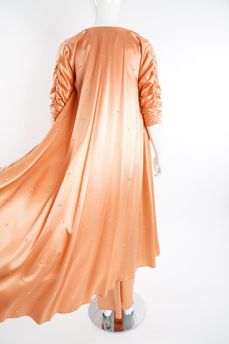 Vintage Holly's Harp Peach Satin Duster & Dress Set on Mannequin back at Recess Los Angeles