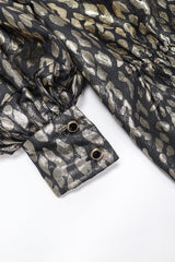 Recess Los Angeles Designer Consignment Vintage Pauline Trigere Leopard Lamé Blouse