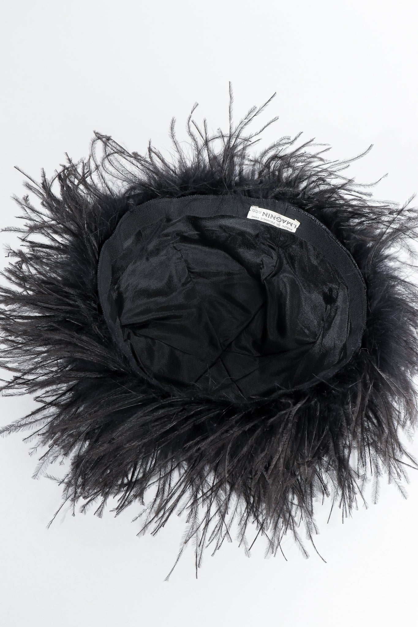 Vintage I.Magnin Ostrich Feather Urchin Hat lining