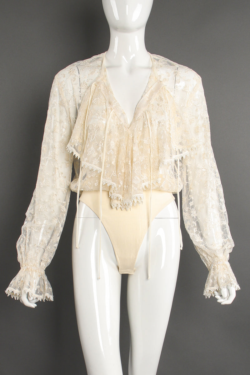Vintage I.Magnin Sheer Lace Jabot Bodysuit – Recess