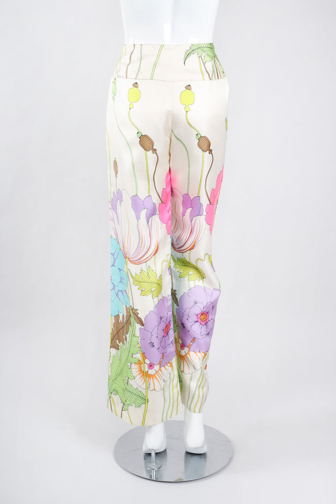 Recess Los Angeles Vintage B.H. Wragge I.Magnin Floral Print Silk Pajama Jacket & Pant Suit Wedding Spring Bridal Set