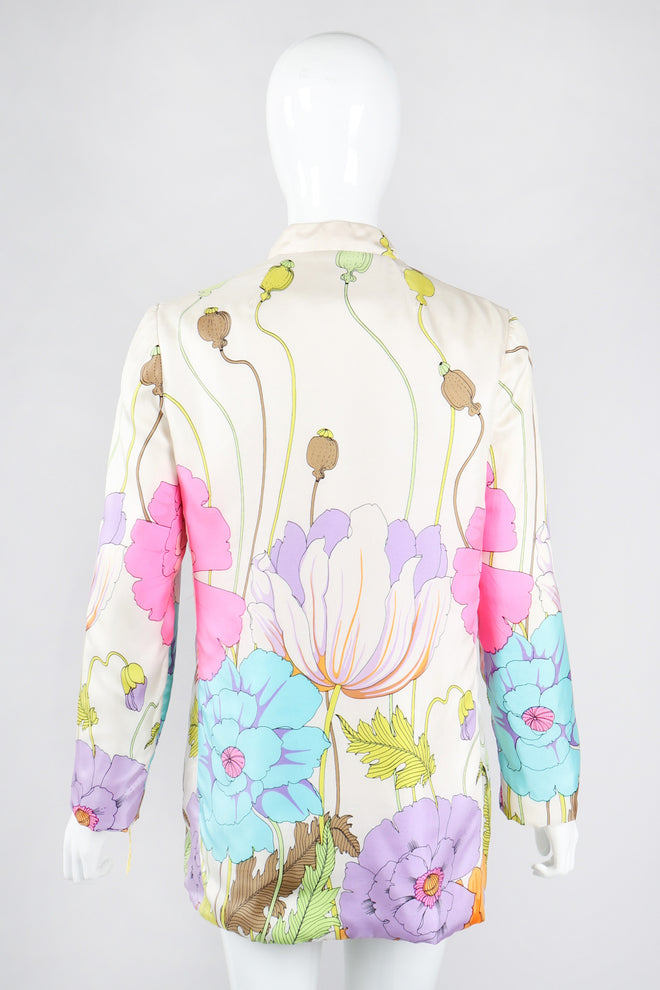 Recess Los Angeles Vintage B.H. Wragge I.Magnin Floral Print Silk Pajama Jacket & Pant Suit Wedding Spring Bridal Set
