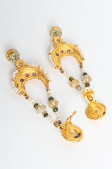 Vintage Unsigned Deanna Hamro Moon Crystal Chandelier Earrings open backing @ Recess LA