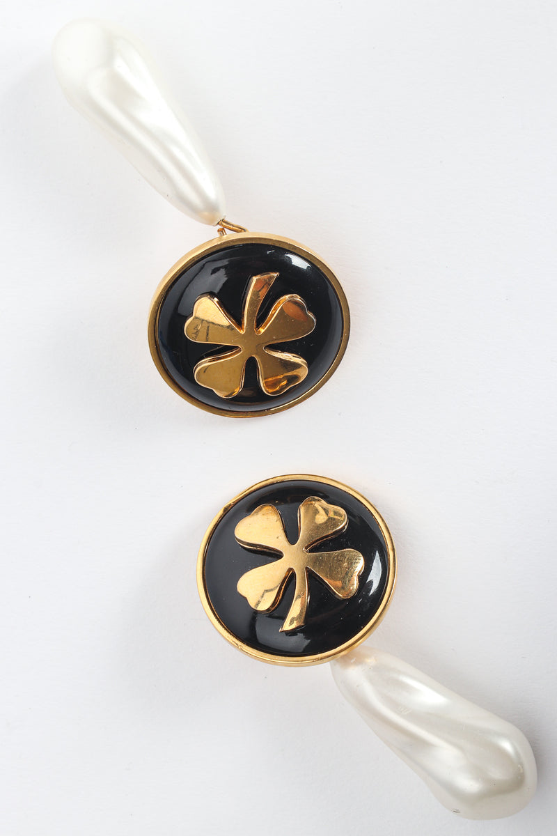 Vintage Chanel Lucky Clover Pearl Drop Earrings – Recess