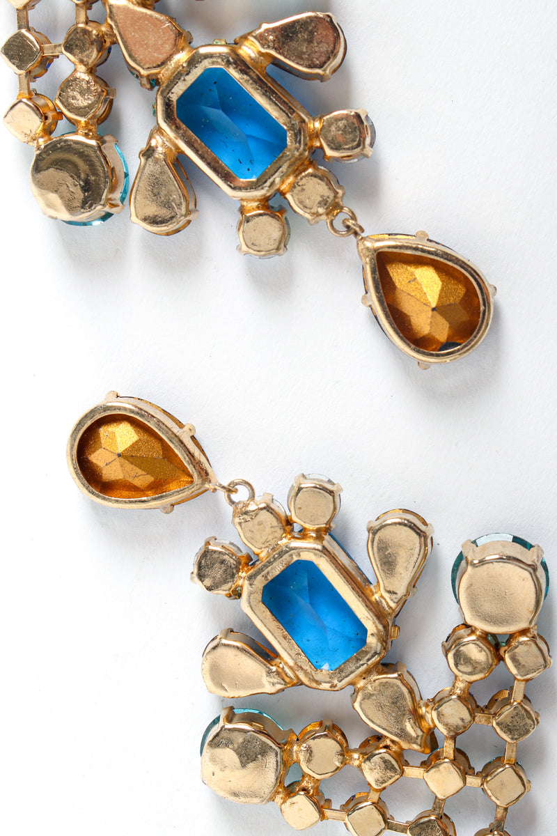 Vintage Schreiner Crystal Chandelier Earrings light discolored back @ Recess LA