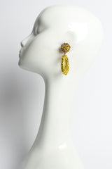 Vintage Rhinestone Chartreuse Hoop Earrings on mannequin @ Recess Los Angeles