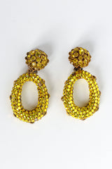 Vintage Rhinestone Chartreuse Hoop Earrings front @ Recess Los Angeles