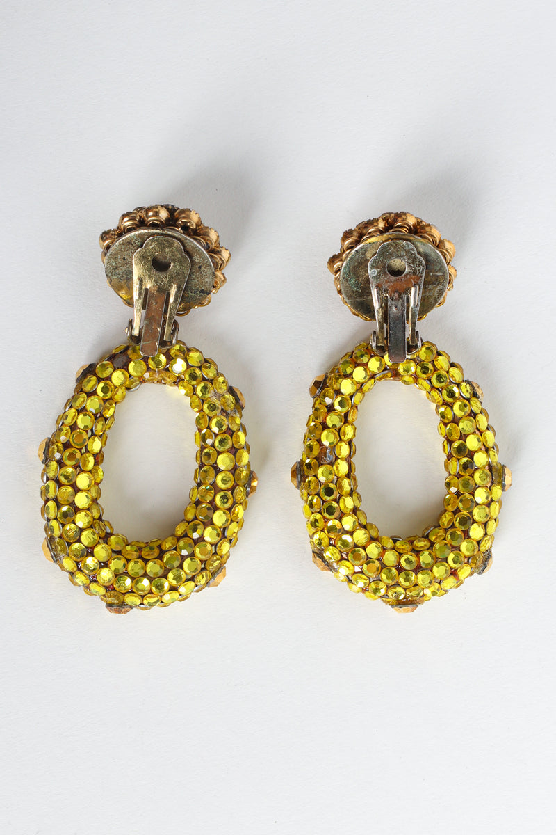 Vintage Rhinestone Chartreuse Hoop Earrings back @ Recess Los Angeles
