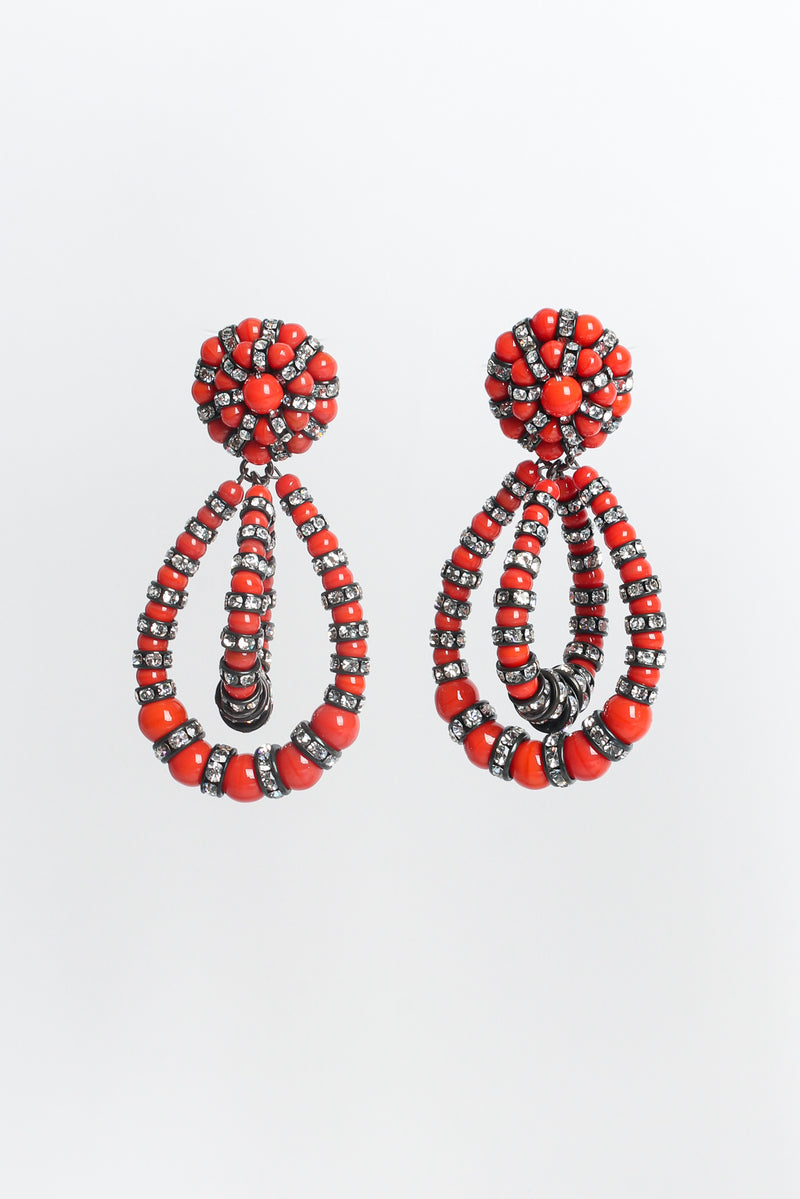 Vintage Francoise Montague Rhinestone Bead Double Hoop Earrings front hang @ Recess LA