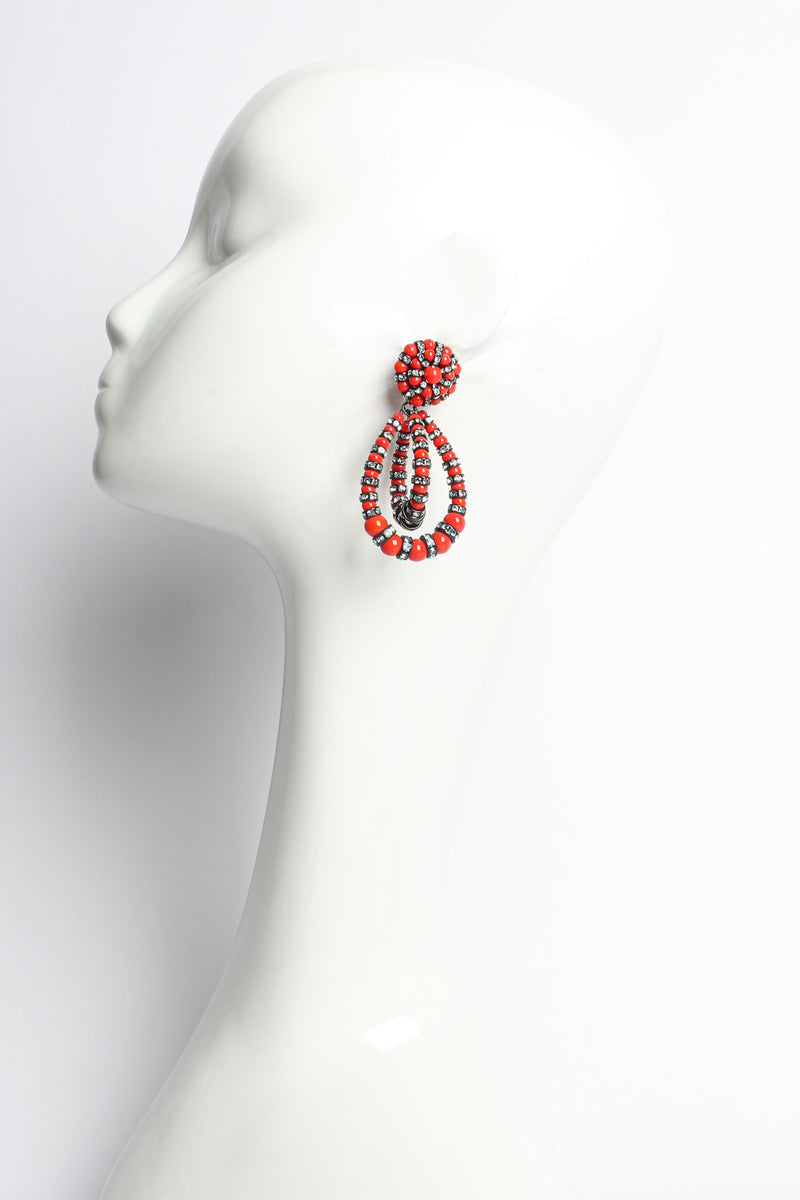 Vintage Francoise Montague Rhinestone Bead Double Hoop Earrings mannequin @ Recess LA