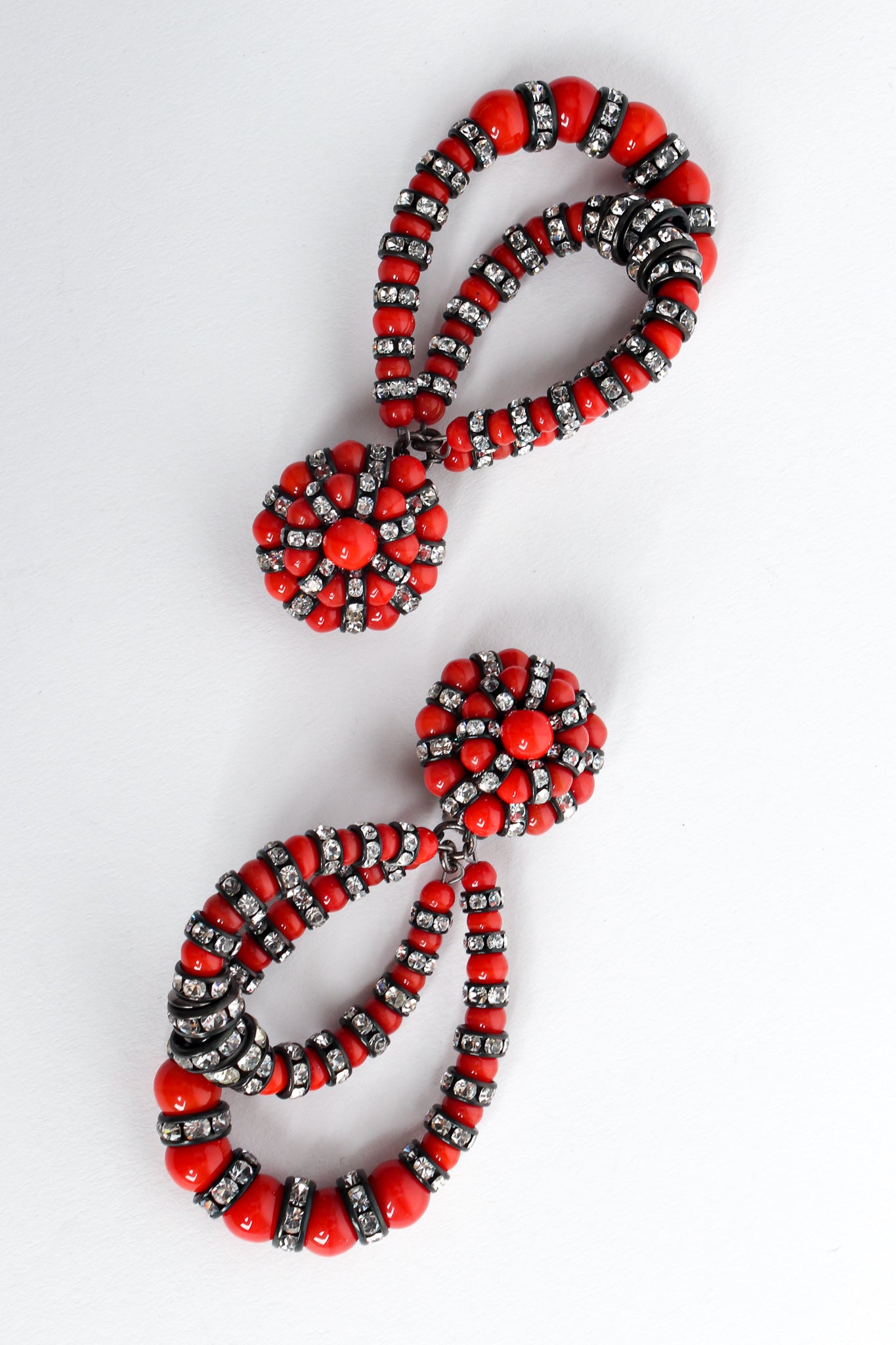 Vintage Francoise Montague Rhinestone Bead Double Hoop Earrings side by sde  @ Recess LA