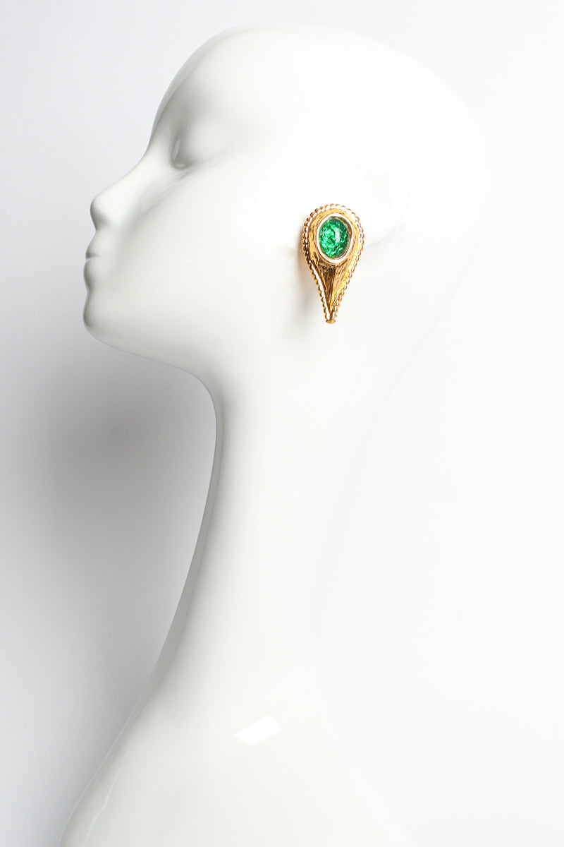 Vintage Dominique Aurientis Jeweled Teardrop Earrings on mannequin @ Recess LA