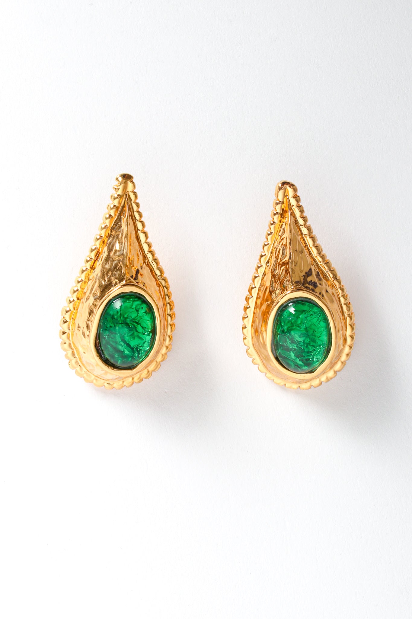 Vintage Dominique Aurientis Jeweled Teardrop Earrings front @ Recess LA