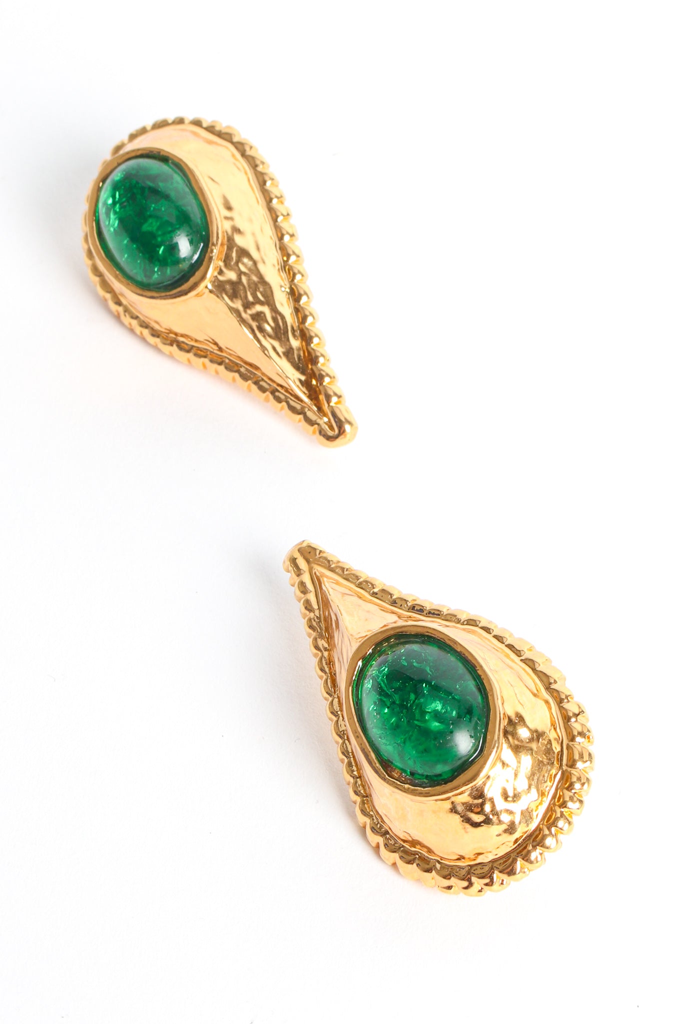 Vintage Dominique Aurientis Jeweled Teardrop Earrings side by side @ Recess LA