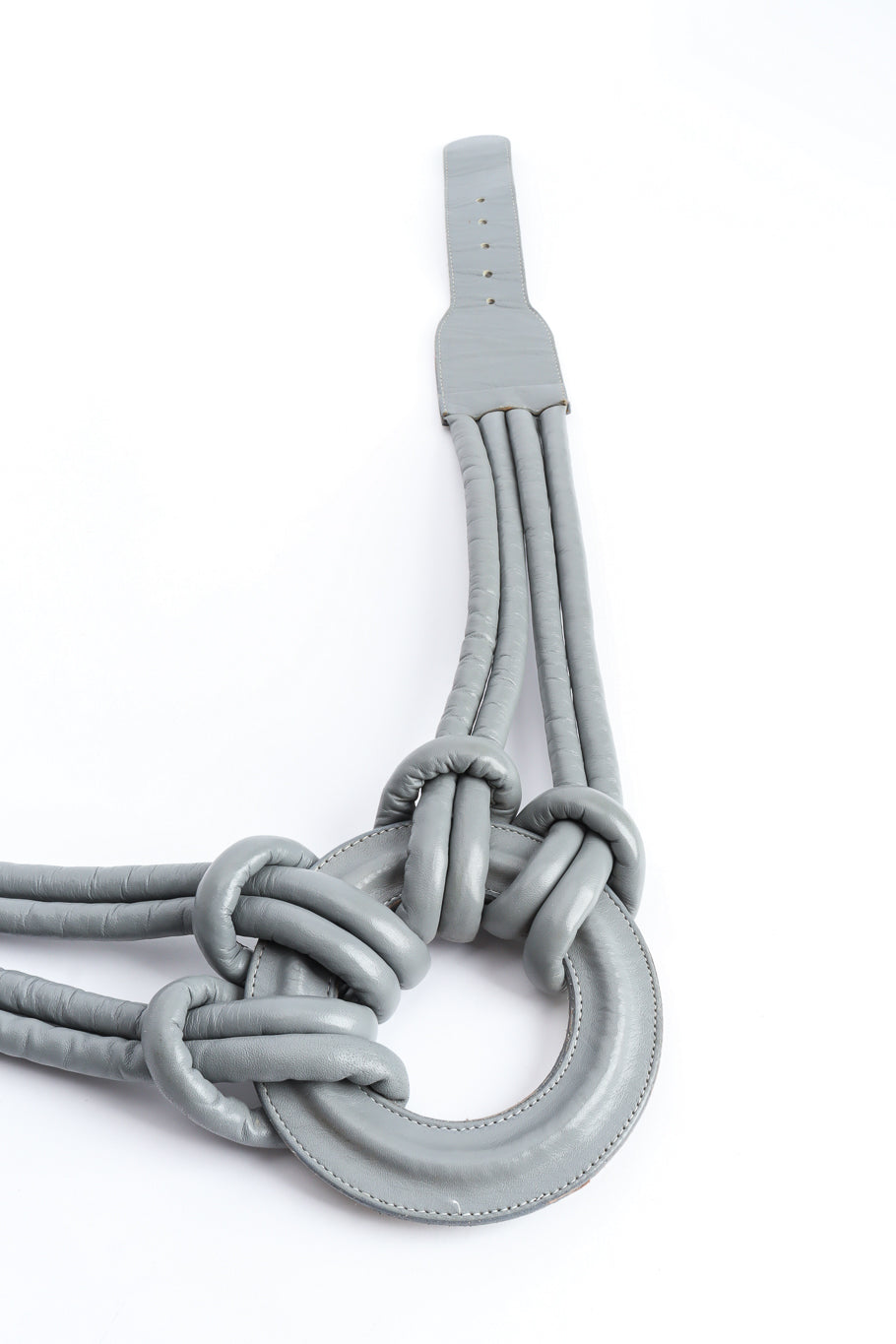 Unique grey leather knotted loop belt @recessla