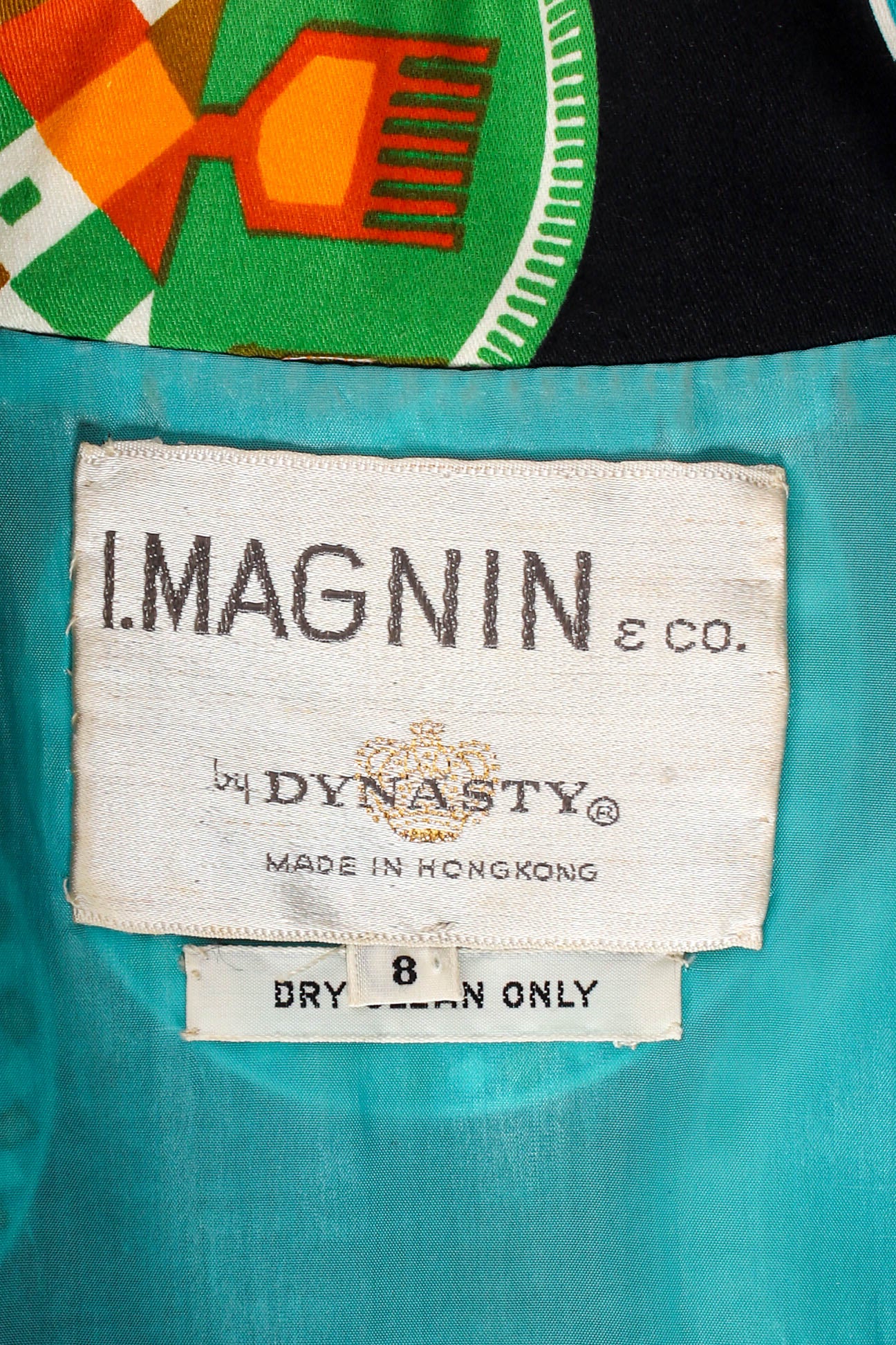 Vintage I.Magnin Quilted Geometric Crest Maxi Dress label at Recess Los Angeles