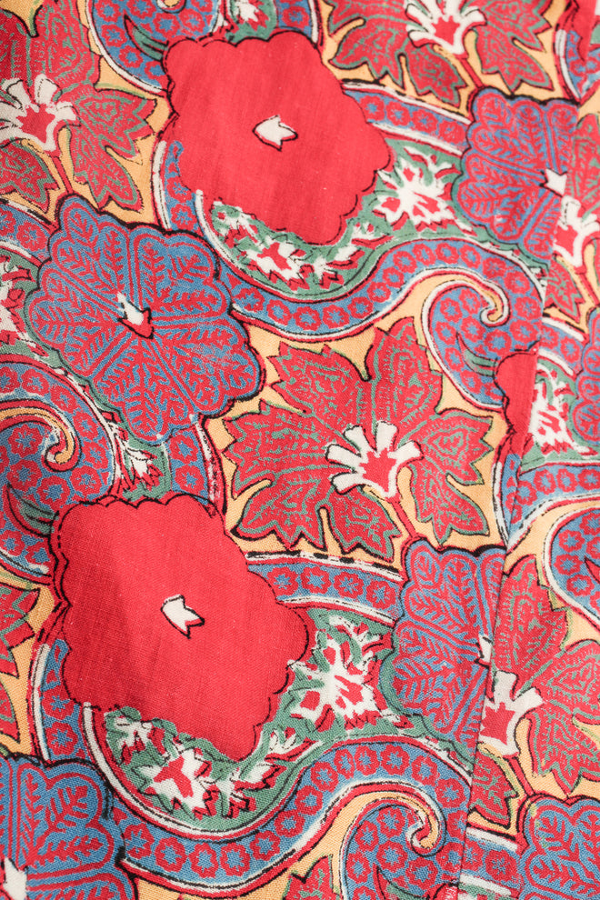 Vintage I.Magnin Floral Print Cotton Caftan print detail at Recess Los Angeles