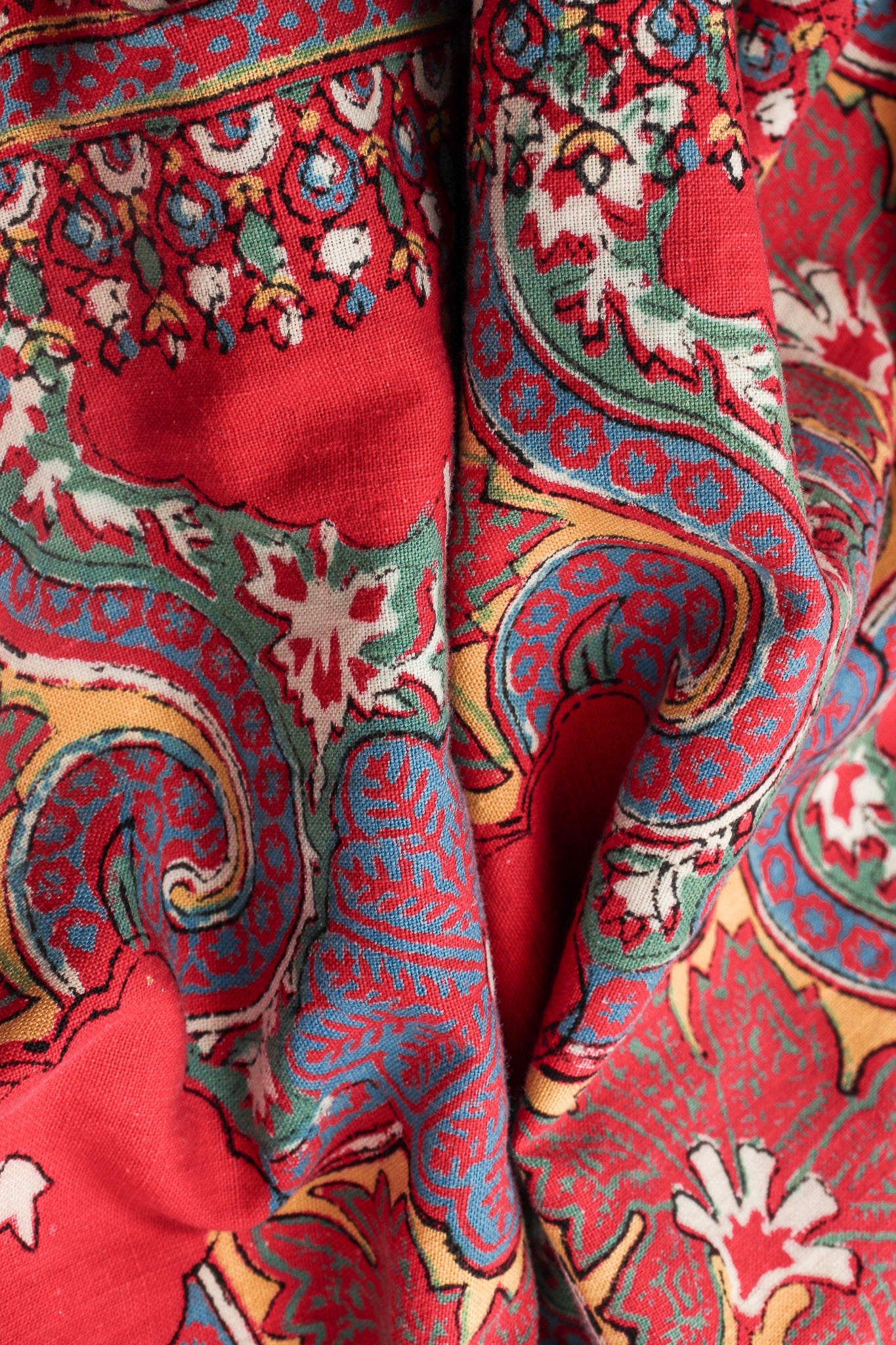Vintage I.Magnin Floral Print Cotton Caftan fabric detail at Recess Los Angeles
