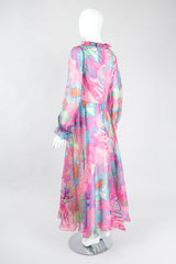 Recess Los Angeles Vintage Nat Kaplan I.Magnin Sheer Psychedelic Neon Mod Floral Dress
