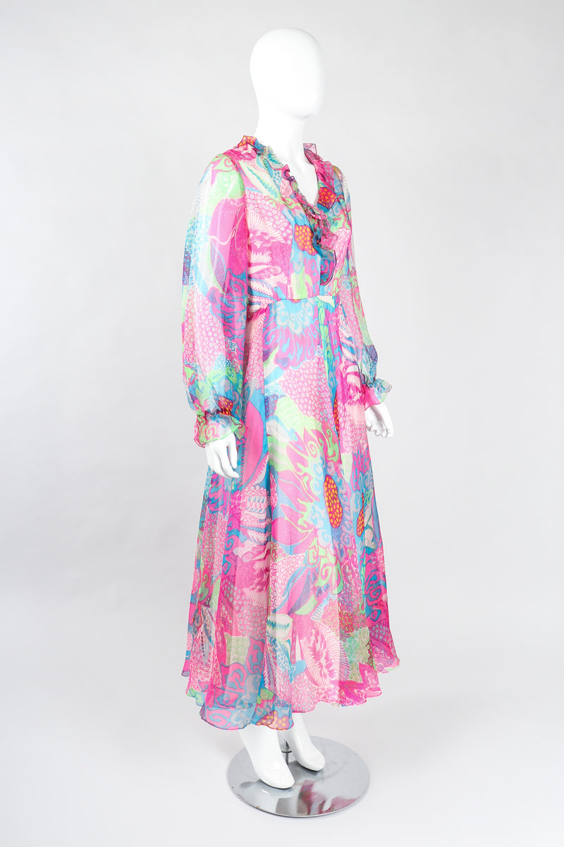 Recess Los Angeles Vintage Nat Kaplan I.Magnin Sheer Psychedelic Neon Mod Floral Dress