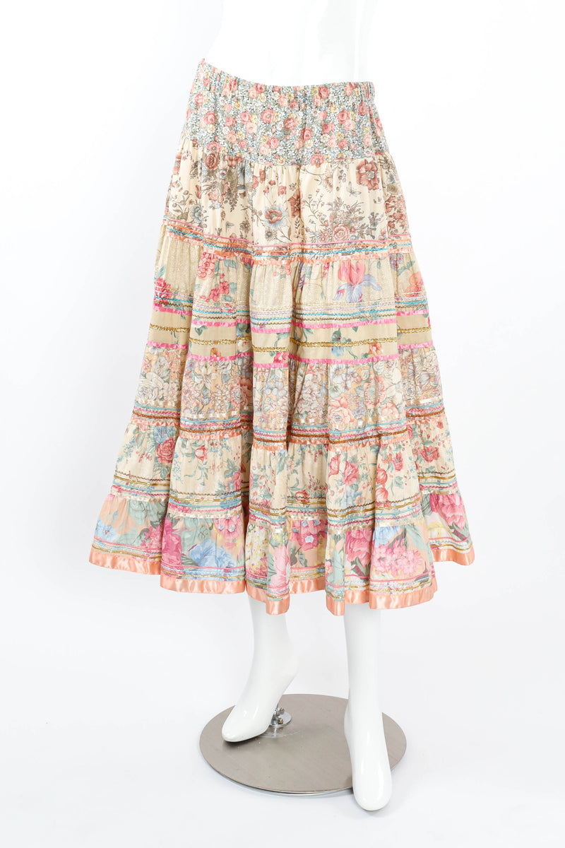 Vintage Intern Paris Ribbon Floral Circle Skirt on mannequin angle @ Recess LA