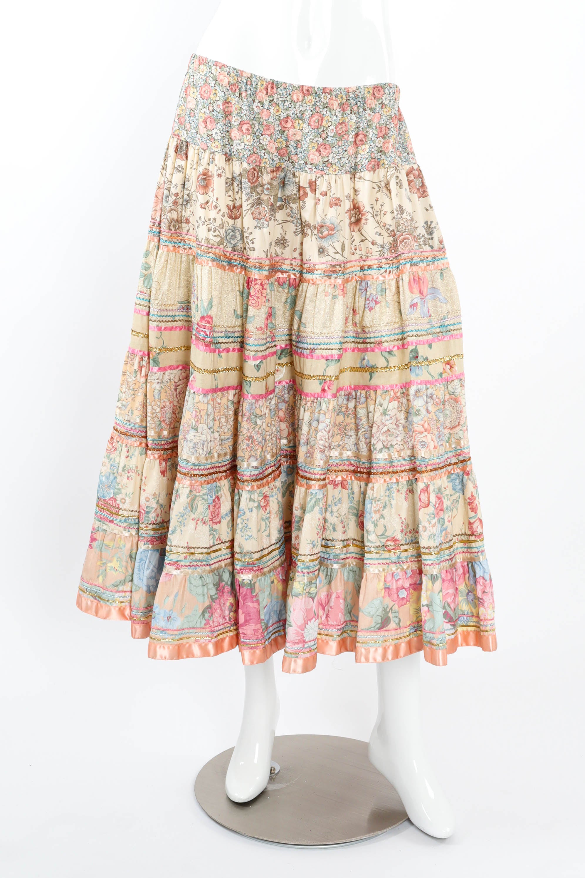 Vintage Intern Paris Ribbon Floral Circle Skirt on mannequin front @ Recess LA
