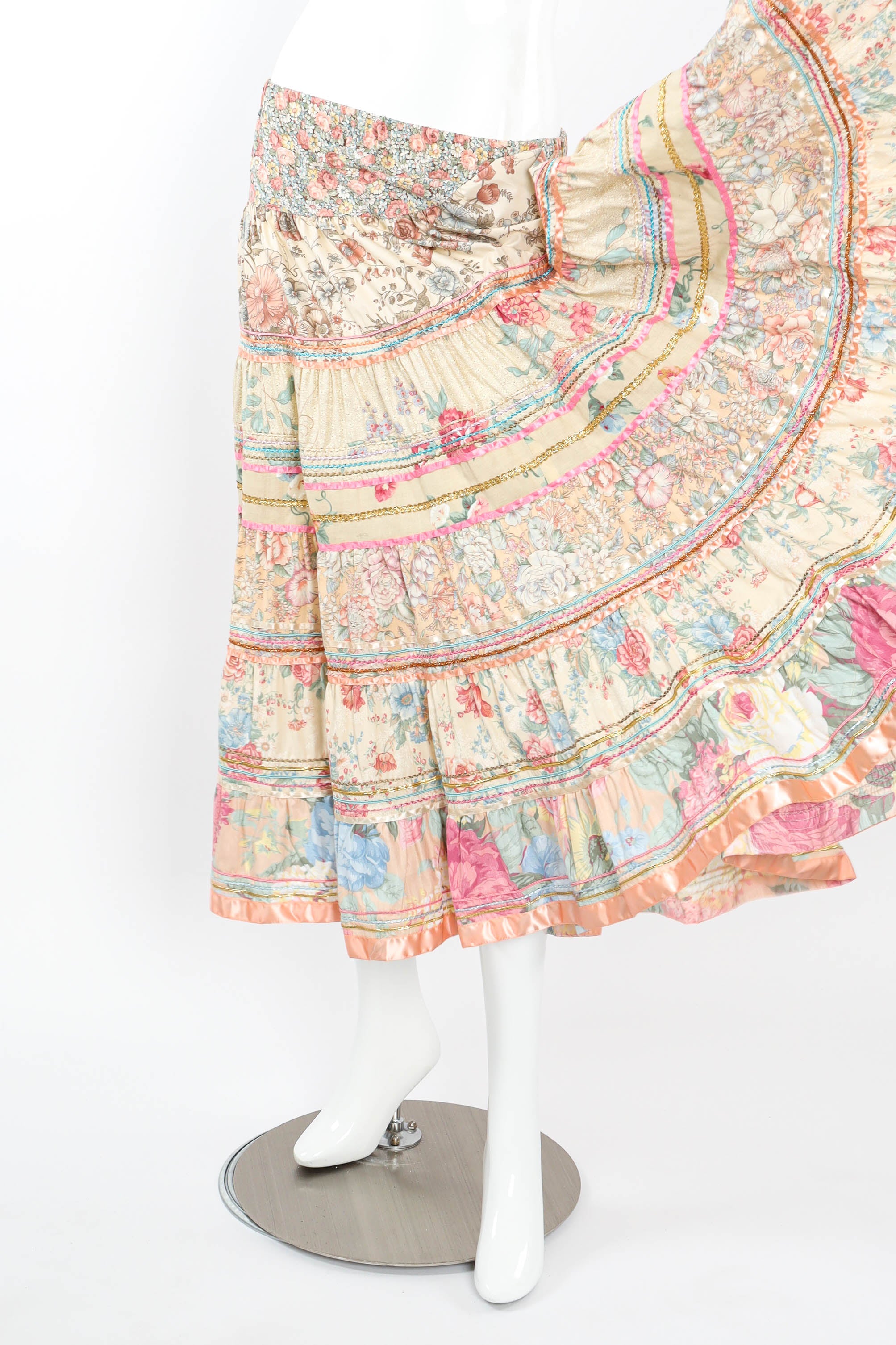 Vintage Intern Paris Ribbon Floral Circle Skirt on mannequin sweep detail @ Recess LA