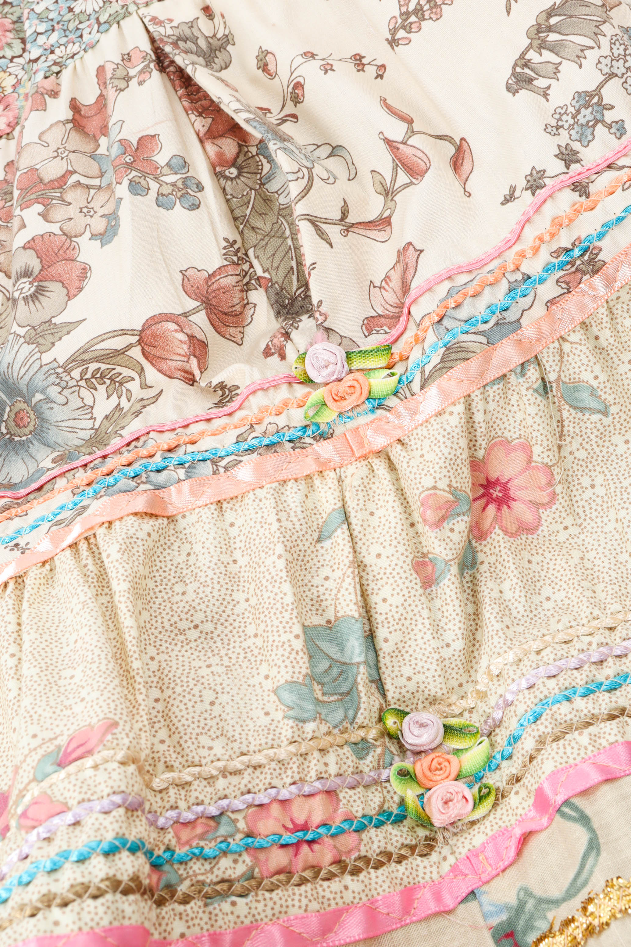 Vintage Intern Paris Ribbon Floral Circle Skirt side pocket & petite flower detail  @ Recess LA