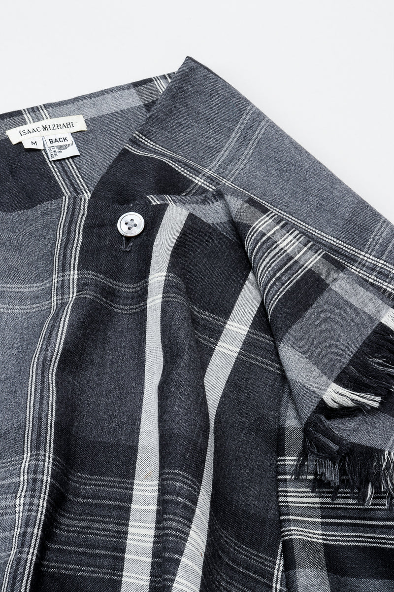 Vintage Isaac Mizrahi Punk Plaid Flannel Wrap Skirt button detail at Recess