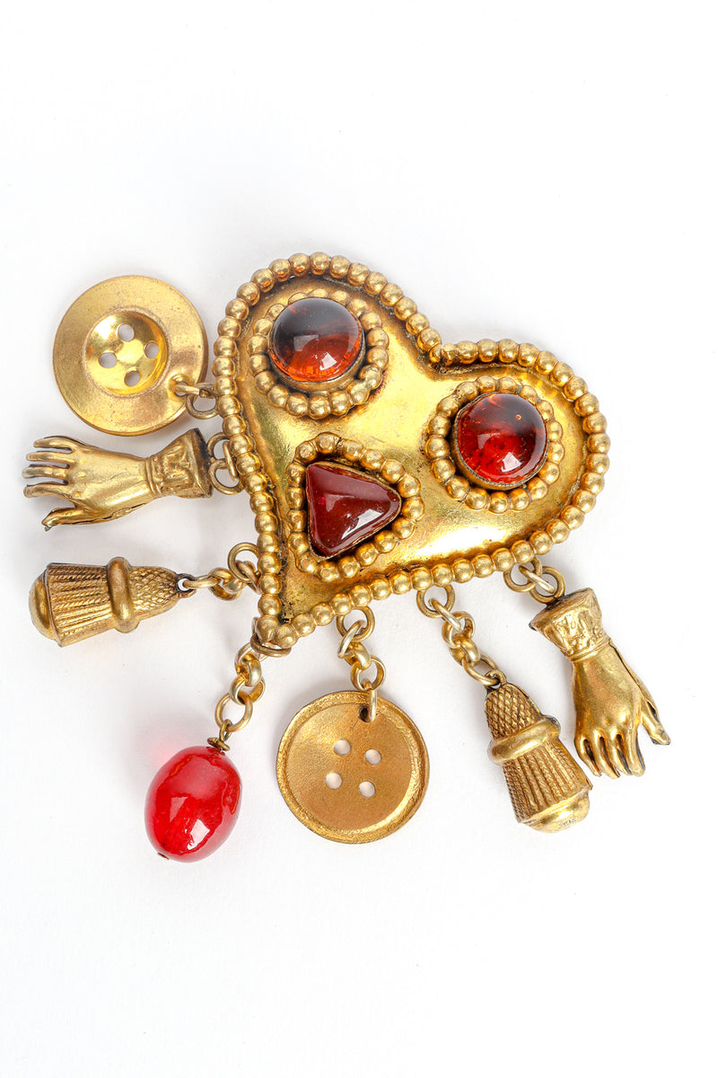 Vintage Isabel Canovas Statement Heart Pendent Charm Earrings details at Recess Los Angeles